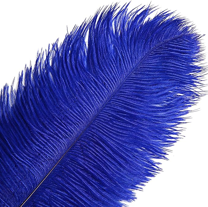 THARAHT Blue Ostrich Feathers 12pcs Large Natural Bulk 16-18Inch 40cm-45cm for Wedding Party Centerpieces Halloween and Home Decoration Feathers