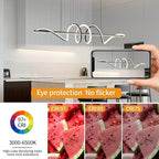 JAYMP Dining Room LED Chandelier 56W Dimmable Kitchen Island Light Modern Pendant Light Geometric Design Hanging Light Fixture Black 39 Inches