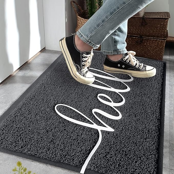 Door Mat, Durable Welcome Mat Low Profile Floor Mat Front Doormat Non Slip Mats Entrance Rectangular Doormat, for Entryway, Patio, High Traffic Areas (30"x17.5",Black)