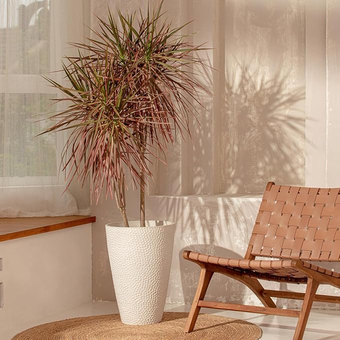 LA JOLIE MUSE 20inch Tall White Planters Set of 2,Large Tree Planters for Indoor Plants,Flower Containers for Front Porch, Honeycomb