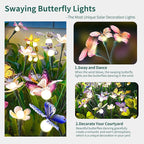 Solar Garden Lights,2packs-16LED,Outdoor Solar Powered Decor for Yard, Patio, Pathway, IP65 Waterproof Butterfly Lights