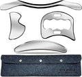 4 in 1 Muscle Scraper Stainless Steel Gua Sha Massage Tool Set with Bag,IASTM Scraping Tools for Muscle Treatment