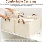StorageWorks Storage Bins, Shelves Baskets for Organizing, 45L Extra Large Fabric Closet Organizers with Handles, Metal Frame, Beige（Texture）, 2-Pack
