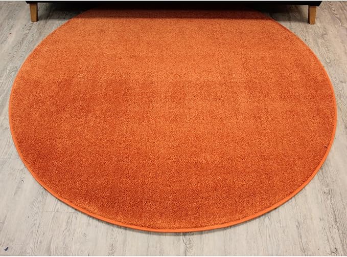 KOECKRITZ Soft and Colorful Kids Classroom Area Rugs (Passes Flammability Pill Test) Many Sizes and Bright Colors to Select from (9' Round, Tangerine)