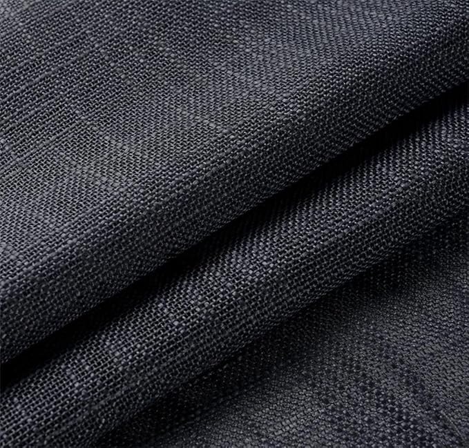 MIUCO Semi Sheer Curtains Poly Linen Textured Solid Grommet Curtains 63 Inches Long for Living Room 2 Panels (2 x 37 Wide x 63" Long) Charcoal Grey