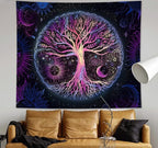 FORATER Tree of Life Tapestry Wall Hanging Colorful Life Tree Tapestries Aesthetic Sun and Moon Galaxy Wall Tapestry for Bedroom Living Room Dorm(36 x 48 Inch, Multicolor)