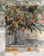HUARCEY Gold Framed Vintage Wall Art for Living Room Country Orange Trees Earthy Room Decor Aesthetic Oil Painting Wall Picture Farmhouse Canvas Print Artwork for Kitchen Bedroom Bathroom Decor 12x16