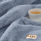 UGG Whitecap Plush Throw Blanket Fleece Lightweight Soft Cozy Throw for Couch or Bed Luxury Home Decor for Living Room Washable Hypoallergenic Blankets for Dorm Decor, 50-inch x 70-inch, Denim Blue