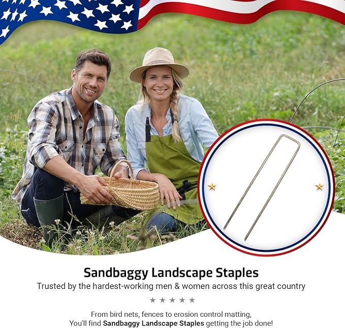 Sandbaggy 500-Count 6-Inch Galvanized Landscape Staples - SOD Garden Stakes ~ Trusted by Farmers & Contractors Across The USA