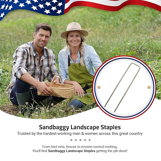 Sandbaggy 1000 Count 6" Landscape Staples | Industrial Grade 11 Gauge Steel | Great for Securing Landscape Fabrics, Erosion Control Matting, Bird Netting & Etc |Trusted by Farmers Across USA