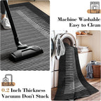 Wonnitar Washable Striped 5x7 Washable Area Rug, Non-Slip Black Berber Stripe Rugs for Living Room, Low Pile Minimalist Floor Carpet Rugs for Bedroom Dining Room Home Office (Black,5' x 7')