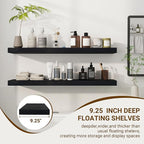36 Inch Floating Shelves, 36"x9.25"x1.5" Inch Deep Floating Shelves for Wall, Wooden Shelves for Bathroom, Bedroom, Living Room, Black
