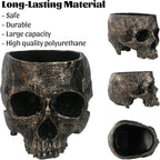 7lb Capacity Extra Large Halloween Skull Candy Dish - Deep Skull Head Halloween Candy Bowl Holder Artificial Resin Skulls Decor Indoor Outdoor Table Centerpieces Flower Pot Plant Office Pen Holder