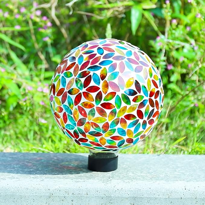 VCUTEKA Gazing Ball, 8" Glass Gazing Balls Sphere for Garden Lawn Outdoor Ornament Yard Decorative