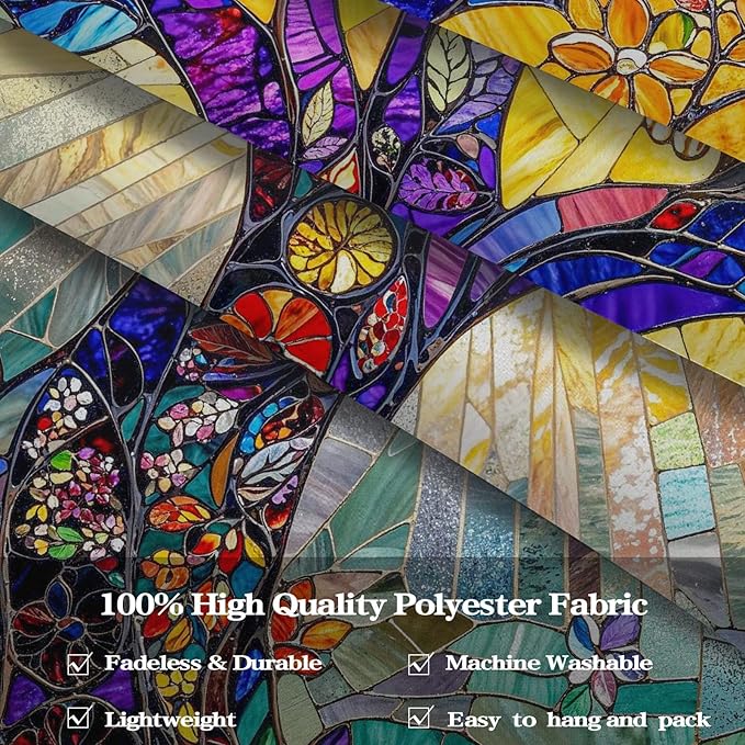 Lunerfex Tree of Life Tapestry Stained Glass Tapestry Wall Decor Tapestries for Bedroom Art Tapestries Wall Hanging for Bedroom Living Room Glass-Tree-02 60"x80"