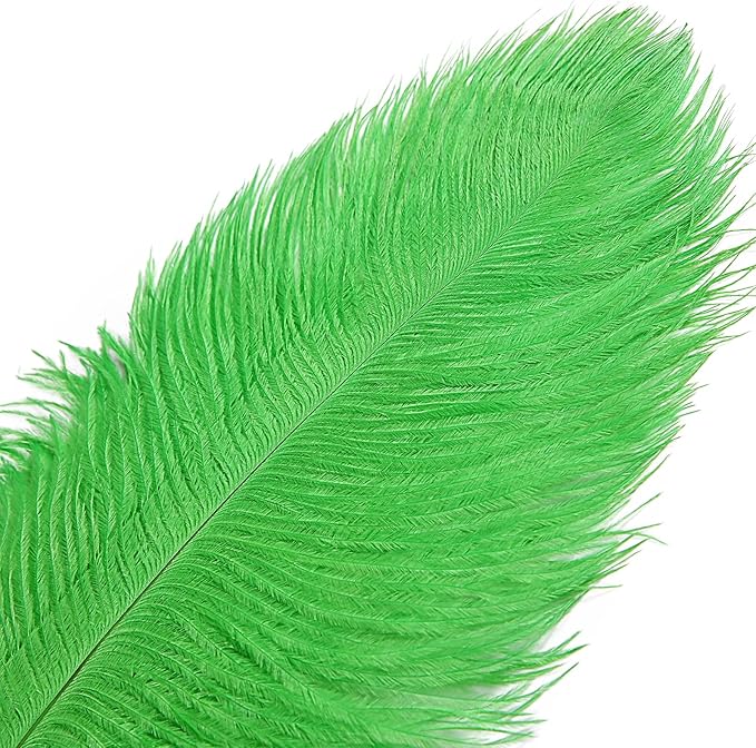 THARAHT Green Ostrich Feathers 12pcs Large Natural Bulk 16-18Inch 40cm-45cm for Wedding Party Centerpieces Mardi Gras and Home Decoration Feathers