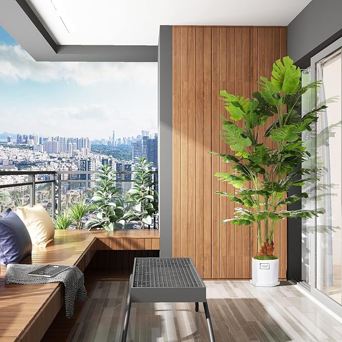 6.3ft Artificial Monstera Deliciosa Tree (75in) with Plastic Nursery Pot Faux Tree, Fake Tropical Split Leaf Palm Plant for Office House Farmhouse Living Room Home Decor (Indoor/Outdoor)