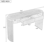 55" Sofa Table with Oval Top and 2 Drawers, Entryway Console Table with Fluted Design for Hallway,Foyer,Entry and Living Room (Fully Assembled-Black)