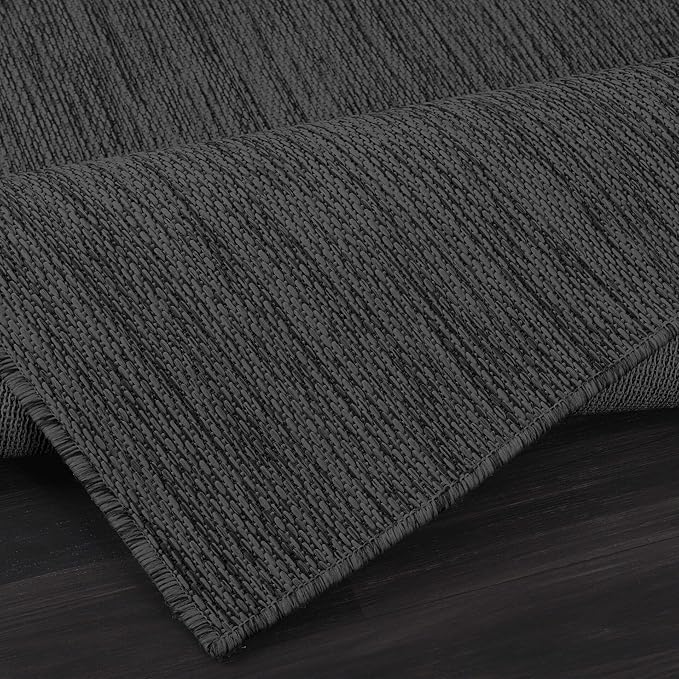 CAMILSON Outdoor Rug 9x12 Modern Area Rugs for Large Indoor and Outdoor Patios and Porches - Waterproof, Washable, Non-Shedding, Easy-to-Clean Outside Carpet (9 x 12, Solid - Dark Gray)