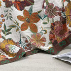 Boho Throw Blanket for Couch Sofa Bed, 100% Cotton Woven Quilt with Tassel 80”x90”, Super Soft Muslin Blanket with Floral Printed, Decorative Reversible Bed Blanket/Cover for All Seasons