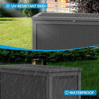 Vixzen 260 Gallon Resin Deck Box, Lockable Outdoor Storage Box for Patio Cushions Storage Furniture,Garden Tools, Pool Supplies, Weatherproof and UV Resistant- Black