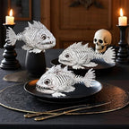 DR.DUDU 3 Pack Skeleton Fish Halloween Decor, Animals Skeleton Decorations Plastic Skull Fish Bones Figure Decor for Outdoor Indoor Bedroom Tank Party Props