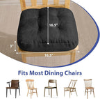Chair Cushions for Dining Chairs, Dining Chair Cushions, Tufted Indoor Chair Pads with Ties & Non Slip Backing, Seat Cushions for Kitchen Chairs 16.5” x 16.5” x 3.5”, Set of 6, Black