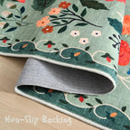 Door Mat Indoor Entrance 2x3 Rug Machine Washable Boho Floral Small Area Rug Non-Slip Low Pile Throw Rugs for Entryway, Kitchen, Front Door Indoor Entrance, Entry, Kids Room (Green)
