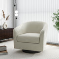 Swivel Barrel Accent Chair, Modern Round Linen Arm Chair for Living Room, Bedroom, Comfy Club Reading Chairs for Adults（Linen Fabric, Beige, Set of 1