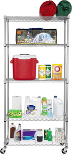 Seville Classics UltraDurable Heavy Duty NSF Solid Steel Wire Rack Storage Unit, Organizer for Garage, Warehouse, Office, Restaurant, Classroom, Kitchen, Silver, 5-Tier Shelving, 36" W x 14" D