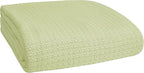 BELIZZI HOME 100% Cotton Bed Blanket, Breathable Bed Blanket Full Queen Size, Cotton Thermal Blankets Full Queen, Perfect for Layering Any Bed for All Season, Sage Green