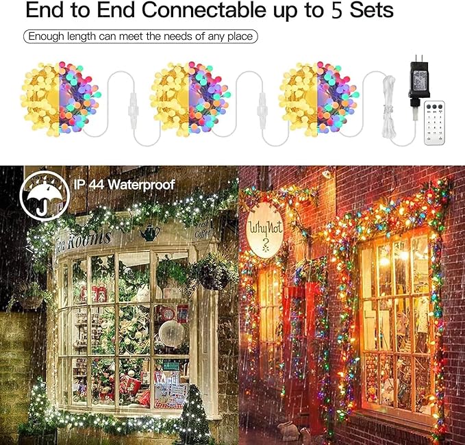 Globe String Lights,Multicolor 116 Feet 200 led 11 Lighting Modes Fairy String Lights with Remote,Waterproof Mini Globe Lights Decorn for Indoor Outdoor Party Wedding Christmas Tree Garden