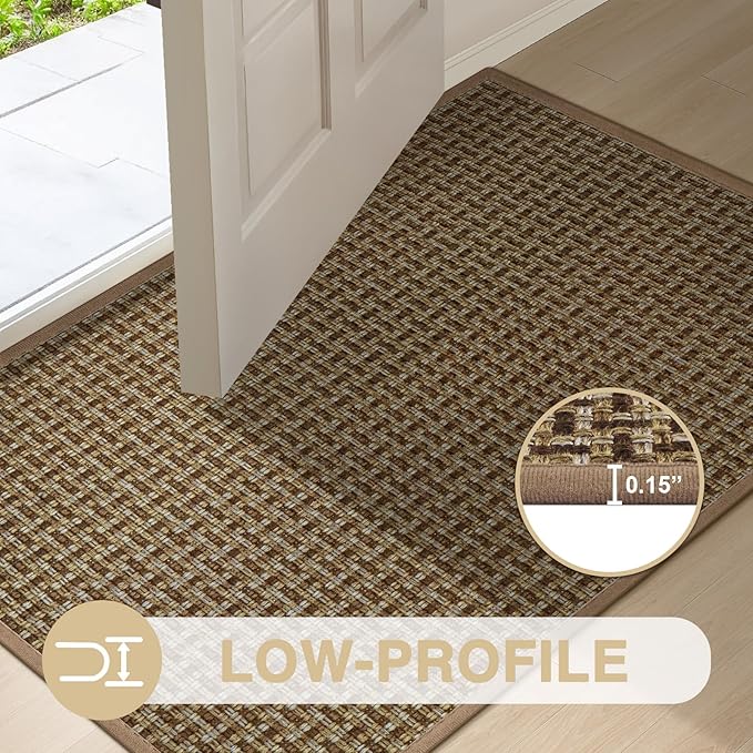 LEKEEPGO Door Mat Indoor Entrance 24"x36", Absorbent Indoor Door Mat, Non Slip Rubber Backing Inside Door Mats, Washable Floor Mat, Low-Profile Doormat for Front Door, Entryway, Entrance, Brown