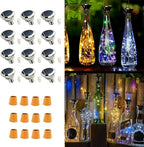 Upgraded 12 Pack Diamond Solar Wine Bottle Lights, 20 LEDs Waterproof Copper Light, Bottle Light Fairy Cork String Lights for Yard Patio Decor, DIY Birthday Gift for Mom Grandma Friend(3 Colors)