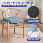 Chair Cushions for Dining Chairs, Dining Chair Cushions, Tufted Indoor Chair Pads with Ties & Non Slip Backing, Seat Cushions for Kitchen Chairs 16.5” x 16.5” x 3.5”, Set of 4, Light Blue