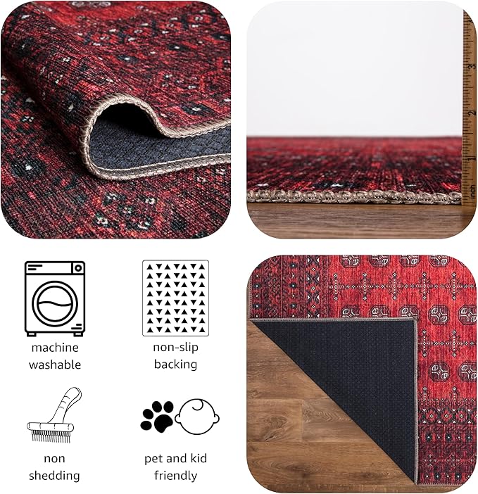 Keen Home Design 2x7 Rug - Machine Washable Runner Rug with Non-Slip Backing, Ideal for Hallway, Entryway, Kitchen, Laundry Room - Vintage, Easy Clean, Durable, Low Pile Rug - (2'6" x 7')