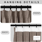Macochico Pinch Pleated Blackout Linen Curtains 96 Inches Long 100% Light Blocking Burlap Curtains for Bedroom Living Room Thermal Window Panels with Tieback 72”Wx96”L Light Brown 1 Panel