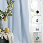 Baby Blue Curtains for Bedroom 45 Inch Length 2 Panel Linen Blackout Short Curtains for Nursery Boy Girls Bathroom Kitchen Light Bluey Unisex Black Out Drapes for Living Room Heat Cold Light Blocking