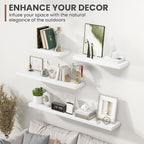 36 Inch Floating Shelves, 8 Inch Deep Floating Shelves for Wall, Hanging Shelf with Invisible Brackets, Deep Shelves for Bathroom, Bedroom, Living Room, White, Set of 2
