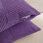Fancy Homi 2 Packs Purple Euro Decorative Throw Pillow Covers 26x26 Inch for Living Room Couch Bed, Farmhouse Boho Home Decor, Soft Corss Corduroy Patchwork Textured Square Cushion Case 66x66 cm