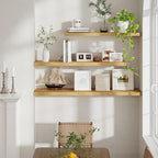 40 Inch Floating Shelvese, 40" W x 9" D Floating Shelf Set of 2, Farmhouse Wood Wall Shelves for Bedroom, Kitchen, Wall Mounted Deep Shelving for Home Decor, Oak Color