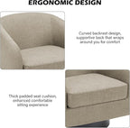 Swivel Barrel Accent Chair, Modern Round Linen Arm Chair for Living Room, Bedroom, Comfy Club Reading Chairs for Adults, Linen Fabric, Light Brown, Set of 2