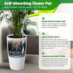22" Tall Round Planter Set of 2, Self Watering Pots for Indoor Plants, Large Flower Pot Outdoor with Built-in Drainage and a Water Level Monitor, for Patio, Porch, Living Room, or Home Office, White