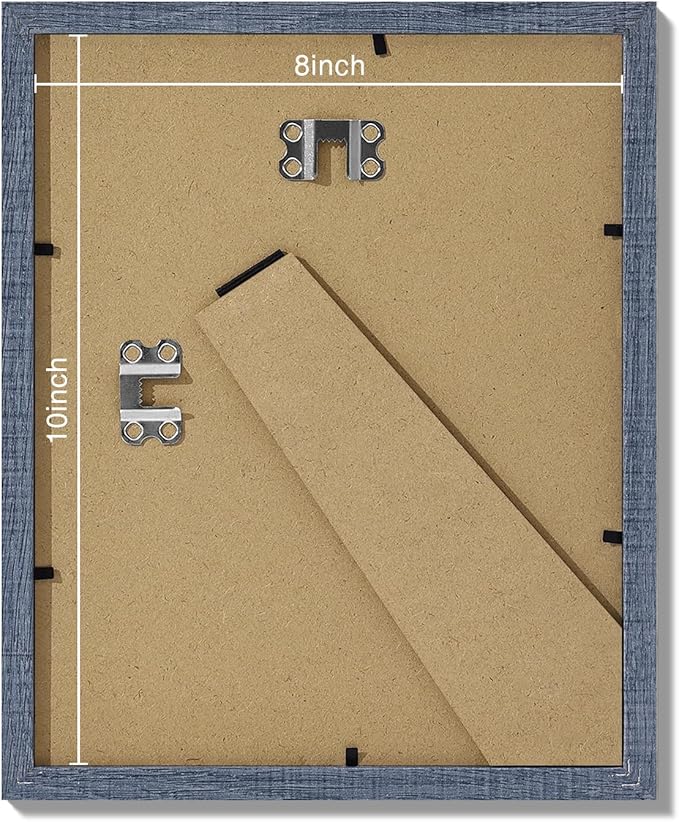 Vittanly 8x10 Picture Frames Set of 9, Shatter Resistant Plexiglass, Display 5x7 Pictures with Mat or 8x10 without Mat, Photo Frames for Wall or Tabletop, Engineered Wood, Navy