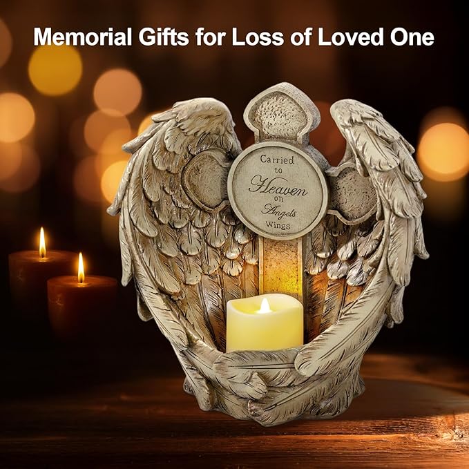 12" Solar Angel Wing Cross Garden Lights, Waterproof Memorial Grave Decorations Sympathy Gifts for Cemetery Outdoors Lawn Yard Home Patio Decor