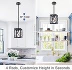 Farmhouse Lantern Pendant Light Fixtures Ceiling Hanging Rustic Chandelier Black (1 Light)