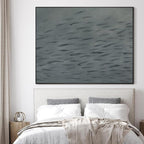 SIGNWIN 60"x72" Extra Large Framed Wall Art Gray School of Fish Minimalist Ocean-Inspired Marine Life Illustration for Home Living Room Bedroom Decor (Frame Assembly Required)