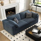 LoveSeat Cloud Couch Modular Sectional Sofa for Living Room,Modern Sofa with Deep Seat，2 Seater Boneless Couch,Comfy Upholstered Corduroy Couches for Apartment, Studio, Office,Bedroom，Blue