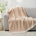 Snuggle Sac Heather Beige Throw Blankets Luxurious Microfiber Fabric, Reversible Super Soft Throws Warm Cozy Knit Fuzzy Plush Throw Blanket for Couch, Bed, Sofa, Camping, Beige,50x60 inches