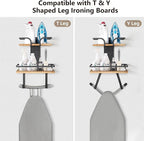 VINAEMO Ironing Board Hanger Wall Mount, 2-Layer Iron and Ironing Board Holder, Laundry Room Shelves Solid Wood with Removable Hooks Home Organization and Storage